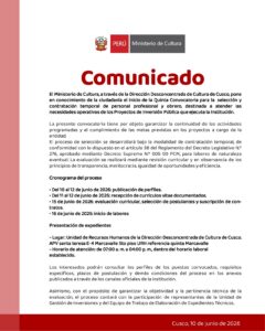 QUINTA CONVOCATORIA PARA LA SELECCIÓN DE PERSONAL PROFESIONAL Y OBRERO