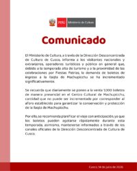Comunicado- Se recomienda planificar el viaje con anticipación.