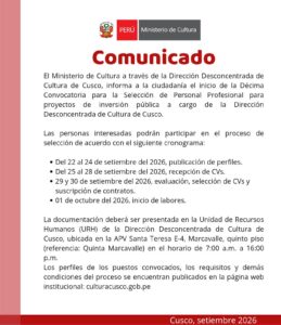 DECIMA CONVOCATORIA PARA LA SELECCIÓN DE PERSONAL PROFESIONAL Y OBRERO