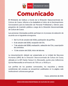 DECIMOPRIMERA CONVOCATORIA PARA LA SELECCIÓN DE PERSONAL PROFESIONAL Y OBRERO